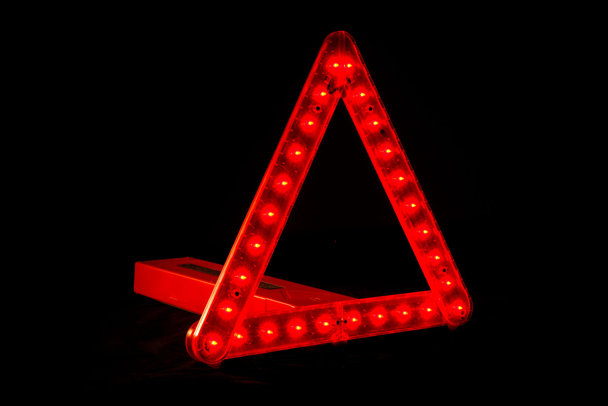 BriteAngle LED super bright flashing warning triangle. Optional cone  attachment available separately.