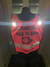 Load image into Gallery viewer, Hi Viz horse rider tabard - KILL YOUR SPEED MAX 10MPH with Speed Camera logo