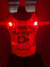 Load image into Gallery viewer, Hi Viz horse rider tabard - KILL YOUR SPEED MAX 10MPH with Speed Camera logo